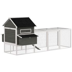 137" Wooden Chicken Coop for 8-10 Chickens, Backyard, Dark Gray