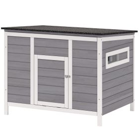 Duck Coop, Wooden Duck House Rabbit Hutch with Openable Roof, Removable Base, Elevated Legs, Ramp, Ventilated Windows