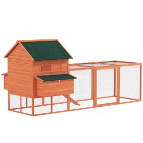 137" Wooden Chicken Coop for 8-10 Chickens, Backyard, Orange