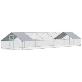 Large Chicken Coop with Waterproof and Anti-UV Cover, Spire Shaped for Outdoor and Yard Farm Use, 39' x 10' x 6.4'