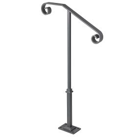 Handrails for Outdoor Steps, Fit 1 or 2 Steps Outdoor Stair Railing, Single Post Wrought Iron Handrail