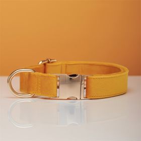 Multiple Colour Velvet Personalise Dog Collar Leash Set With Bow (Option: Yellow-M)