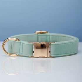 Multiple Colour Velvet Personalise Dog Collar Leash Set With Bow (Option: Cyan-S)