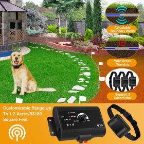 Electric Dog Fence System Pet Tone Shock Boundary Containment Water Resistant Collar Receiver For Small Medium Large Dog (Color: AS PIC)