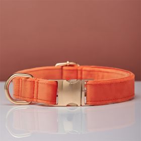 Multiple Colour Velvet Personalise Dog Collar Leash Set With Bow (Option: Orange-XS)
